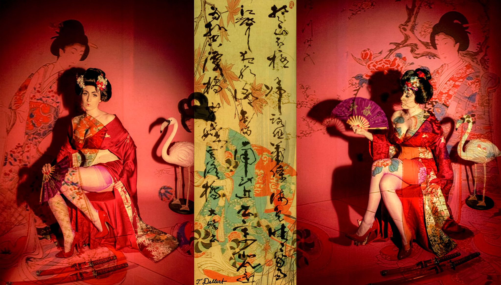 Small. 70 x 100 Pink Geishas